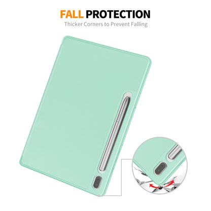 For Samsung Galaxy Tab S9 ENKAY Tri-fold Custer Leather TPU Bottom Smart Case with Pen Slot(Light Green) - Other Galaxy Tab PC by ENKAY | Online Shopping UK | buy2fix