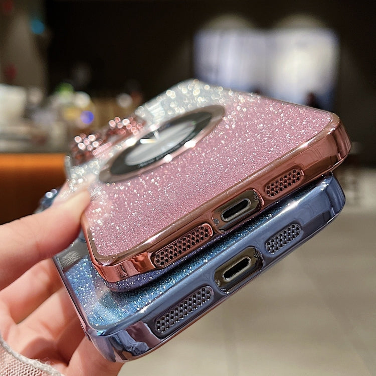 For iPhone 15 MagSafe Gradient Glitter Electroplating TPU Phone Case(Blue) - iPhone 15 Cases by buy2fix | Online Shopping UK | buy2fix