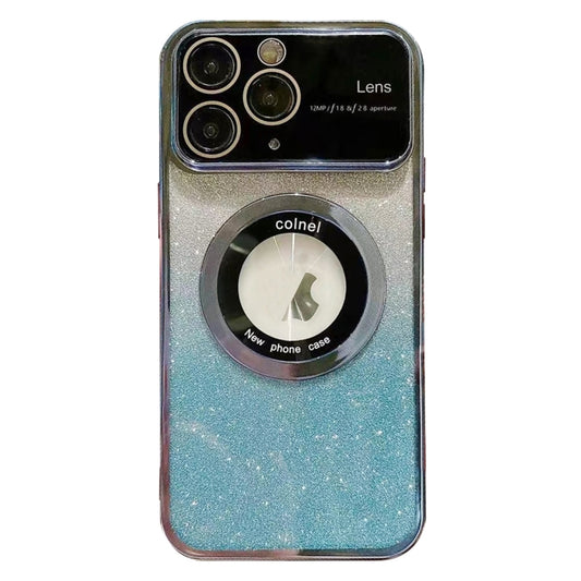 For iPhone 11 Pro Large Window MagSafe Gradient Glitter Electroplating TPU Phone Case(Blue) - iPhone 11 Pro Cases by buy2fix | Online Shopping UK | buy2fix