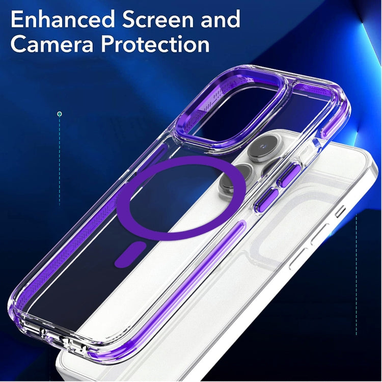 For iPhone 15 Dual-color MagSafe TPU Hybrid Clear PC Shockproof Phone Case(White) - iPhone 15 Cases by buy2fix | Online Shopping UK | buy2fix