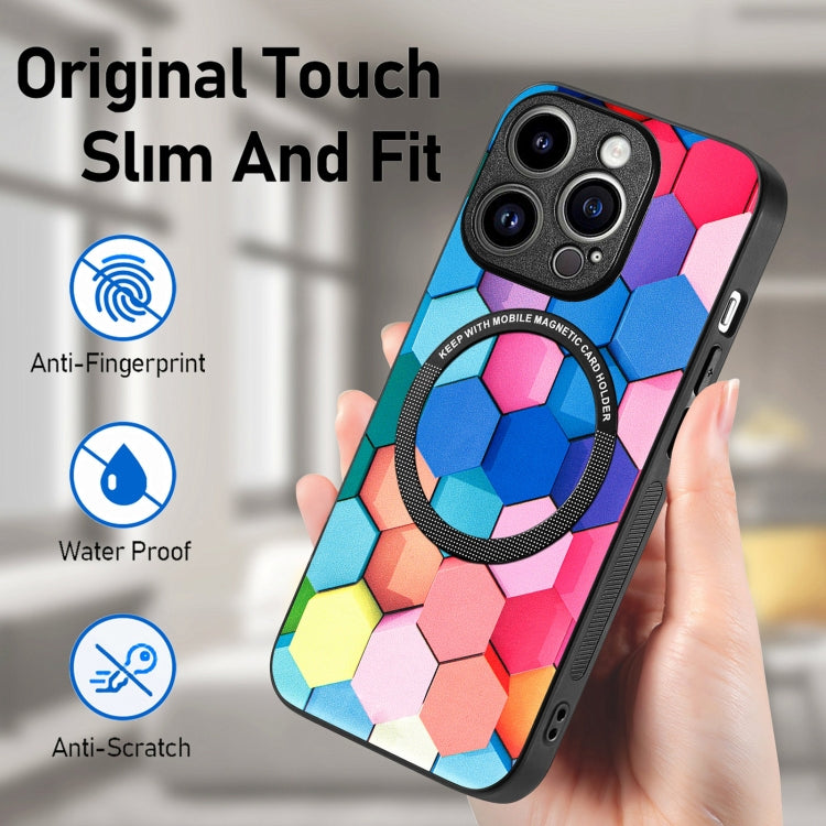 For iPhone 15 Pro Max Colored Drawing Leather Back Phone Case(Colorful Cube) - iPhone 15 Pro Max Cases by buy2fix | Online Shopping UK | buy2fix