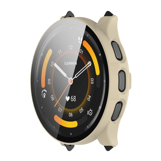 For Garmin Venu 3 ENKAY Hat-Prince Full Coverage PC + Tempered Glass Film Integrated Watch Case(Ivory White) - Watch Cases by ENKAY | Online Shopping UK | buy2fix