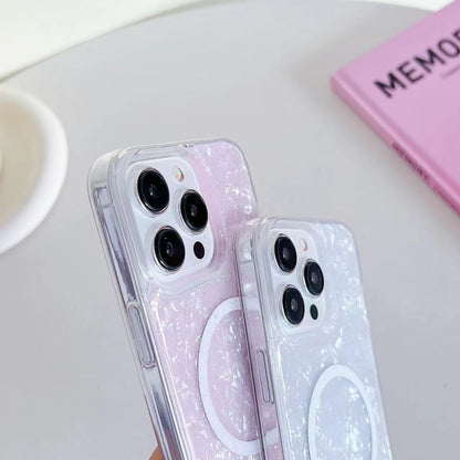 For iPhone 12 Pro Max Shell Texture MagSafe TPU Phone Case(Pink) - iPhone 12 Pro Max Cases by buy2fix | Online Shopping UK | buy2fix