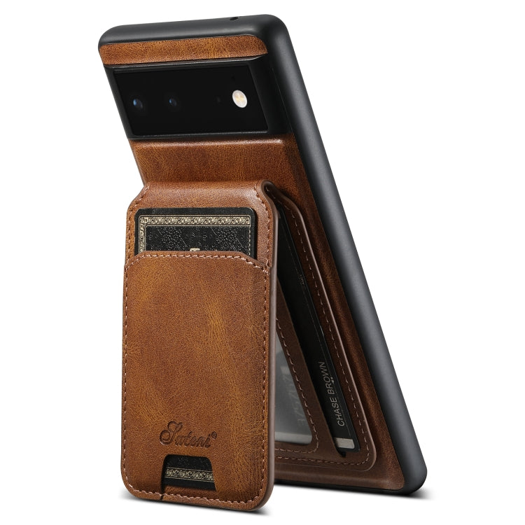 For Google Pixel 6 Pro Suteni H15 Oil Eax Leather Detachable Wallet Back Phone Case(Khaki) - Google Cases by Suteni | Online Shopping UK | buy2fix