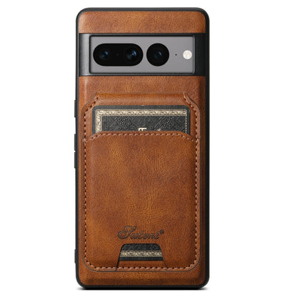 For Google Pixel 8a Suteni H15 Oil Eax Leather MagSafe Detachable Wallet Back Phone Case(Brown) - Google Cases by Suteni | Online Shopping UK | buy2fix