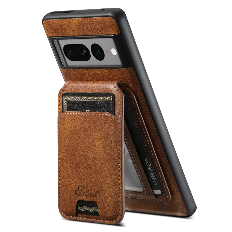 For Google Pixel 8a Suteni H15 Oil Eax Leather MagSafe Detachable Wallet Back Phone Case(Brown) - Google Cases by Suteni | Online Shopping UK | buy2fix