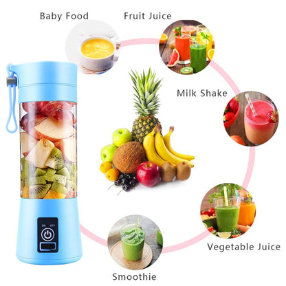 USB Rechargeable Electric Automatic Vegetable Fruit Citrus Orange Juice Maker Cup Mixer Bottle (380ML)(6 Blades Purple) - Home & Garden by buy2fix | Online Shopping UK | buy2fix