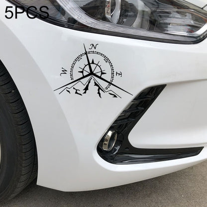 5 PCS NSWE Fashion Mountains Compass Rose Decal Nautical Compass Navigate Car Sticker, Size: 13.7x9.4cm(Black) - Decorative Sticker by buy2fix | Online Shopping UK | buy2fix