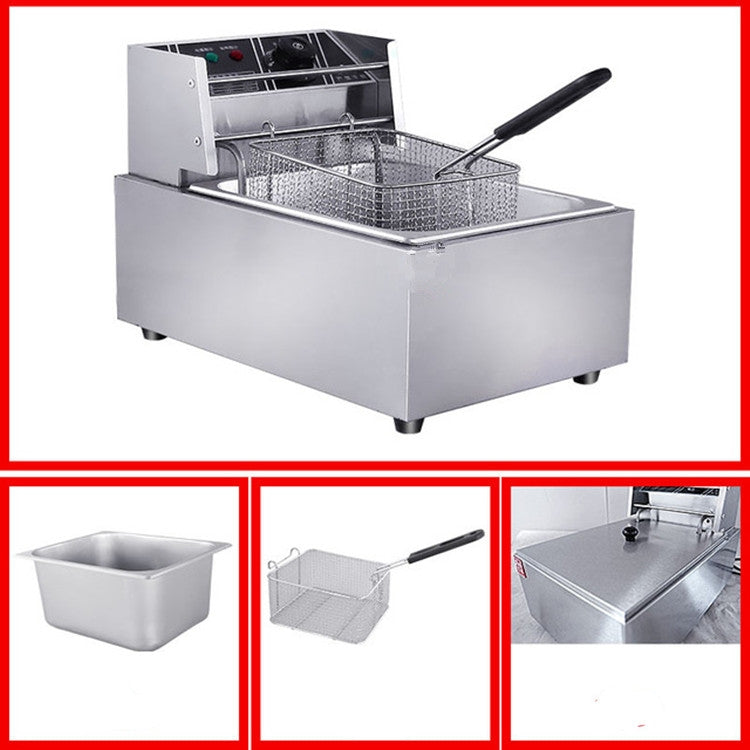 Desktop Thickening Electric Fryer Fried Chicken Legs Fries Stainless Steel Electric Fryer With Basket(Single Cylinder Single Screen) - Home & Garden by buy2fix | Online Shopping UK | buy2fix