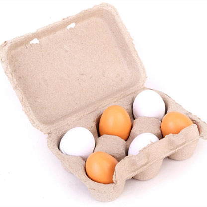 6 PCS Wooden Eggs Yolks Simulated Kitchen Food Cooking Toys Set Pretend Play For Children - Pretend Play Toys by buy2fix | Online Shopping UK | buy2fix