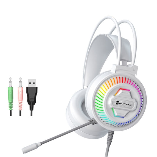 PANTSAN PSH-400 USB Computer Head-Mounted Luminous RGB Wired Headset, Specification:3.5mm White - Multimedia Headset by PANTSAN | Online Shopping UK | buy2fix