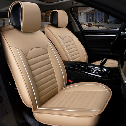 Universal PU Leather Car Seat Cover Beige - Seat Accessories by buy2fix | Online Shopping UK | buy2fix