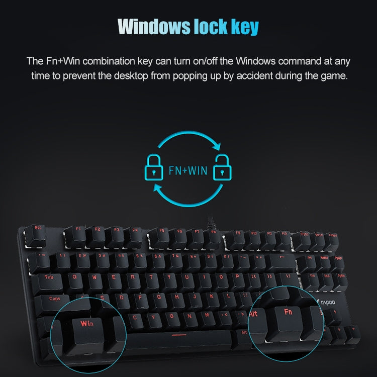 Rapoo V500 87-keys Alloy Edition Desktop Laptop Computer Game Esports Office Home Typing Metal Wired Mechanical Keyboard without Backlight,(Black Shaft) - Wired Keyboard by Rapoo | Online Shopping UK | buy2fix