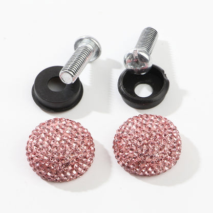 Car License Plate Modification Screw Cap Diamond-encrusted Solid Seal Anti-theft Screws(Pink) - License Plate Covers & Frames by buy2fix | Online Shopping UK | buy2fix