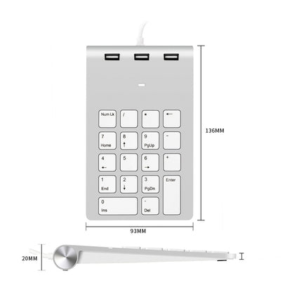 18 Keys USB 2.0 Financial Numeric Keypad Multifunctional HUB Card Reader(Silver Gray) -  by buy2fix | Online Shopping UK | buy2fix