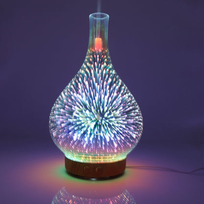 STB-XB10 3D Fireworks 7 Colors LED Night Light Air Humidifier Aroma Essential Oil Diffuser Mist Maker, Plug Type:US Plug(Light Wood Grain) - Home & Garden by buy2fix | Online Shopping UK | buy2fix