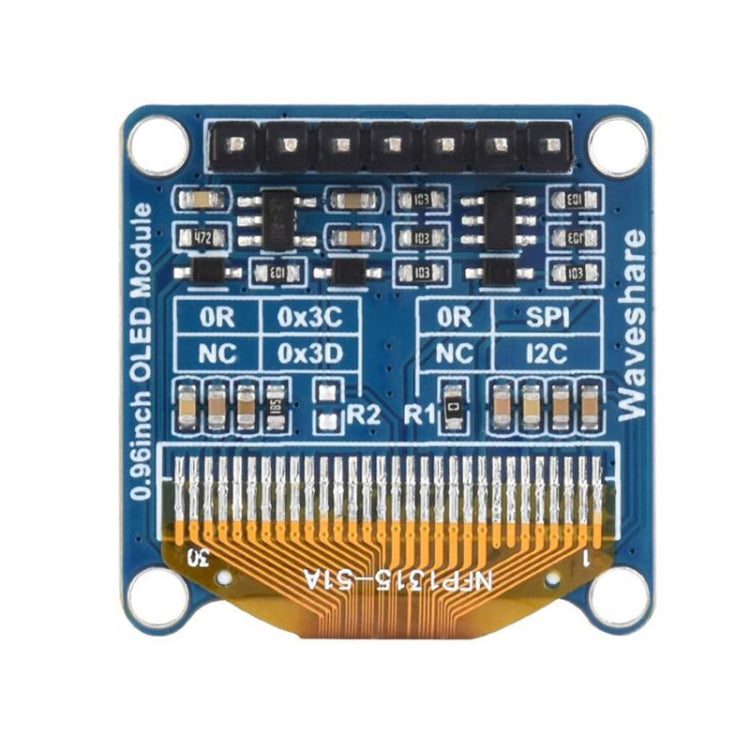 Waveshare 0.96 inch OLED Display Module, 128×64 Resolution, SPI / I2C Communication(C Yellow Blue) - Consumer Electronics by Waveshare | Online Shopping UK | buy2fix