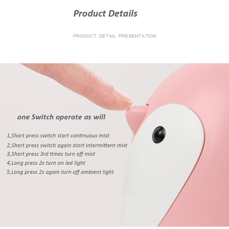 220ml Aroma Humidifier Cute Penguin USB Air Diffuser Home Office Car Mist Maker Air Purifier(Pink) - Home & Garden by buy2fix | Online Shopping UK | buy2fix