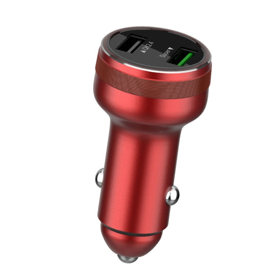 QIAKEY GX739 Dual USB Fast Charge Car Charger(Red) - In Car by QIAKEY | Online Shopping UK | buy2fix