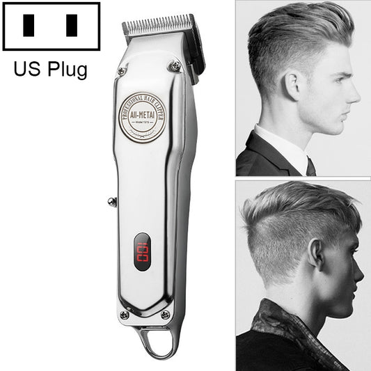 Retro Oil Head Electric Pusher Strong Power Electric Fader LCD Digital Display Rechargeable Hair Clipper(US Plug) - Hair Trimmer by buy2fix | Online Shopping UK | buy2fix