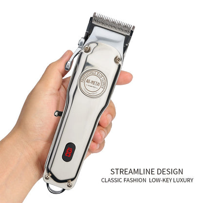 Retro Oil Head Electric Pusher Strong Power Electric Fader LCD Digital Display Rechargeable Hair Clipper(US Plug) - Hair Trimmer by buy2fix | Online Shopping UK | buy2fix