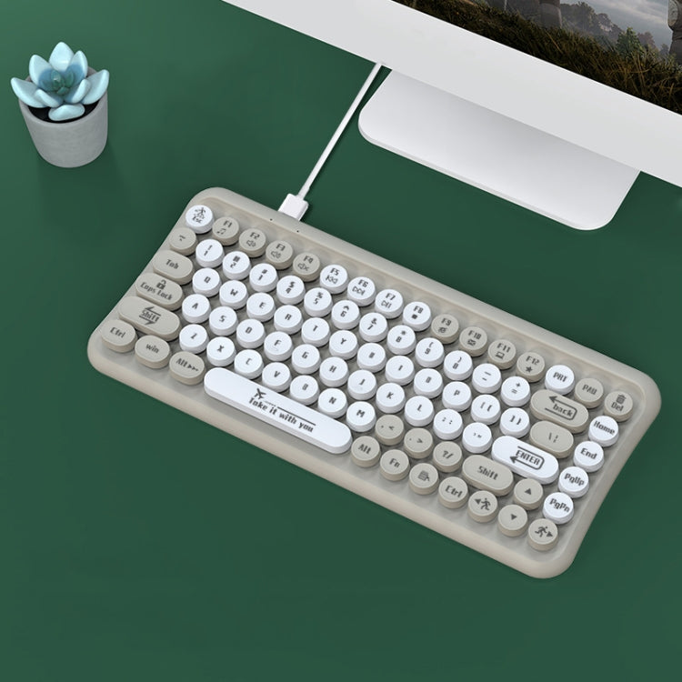 LANGTU LT700 85 Keys Wired Film Silent Punk Keyboard, Cable Length: 1.5m(Milk Tea Gray) - Wired Keyboard by LANGTU | Online Shopping UK | buy2fix