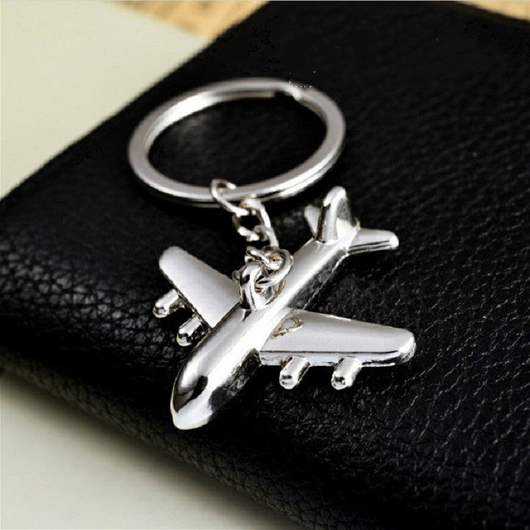 2 PCS Creative Stereo Plane Metal Keychain Bag Pendant Souvenir, Specification:4 × 4 cm(Silver Small Plane) - Key Rings by buy2fix | Online Shopping UK | buy2fix