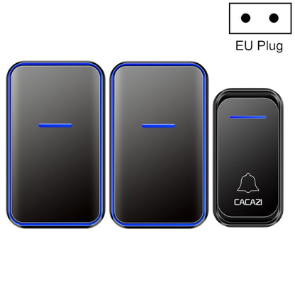 CACAZI A68-2 One to Two Wireless Remote Control Electronic Doorbell Home Smart Digital Wireless Doorbell, Style:EU Plug(Black) - Security by CACAZI | Online Shopping UK | buy2fix