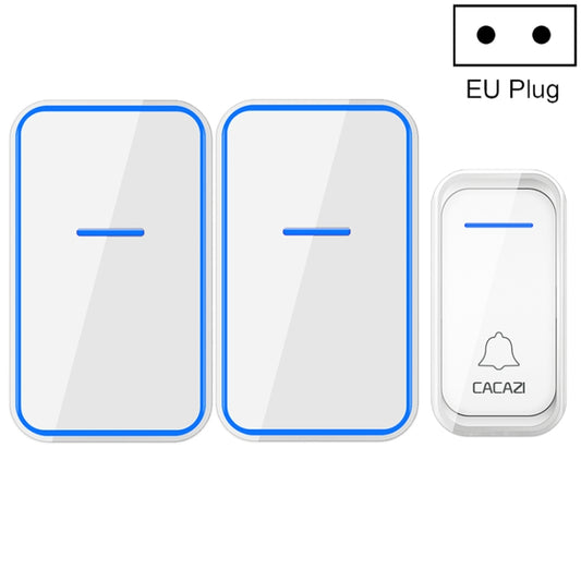 CACAZI A68-2 One to Two Wireless Remote Control Electronic Doorbell Home Smart Digital Wireless Doorbell, Style:EU Plug(White) - Security by CACAZI | Online Shopping UK | buy2fix