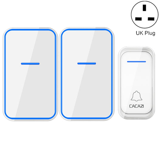 CACAZI A68-2 One to Two Wireless Remote Control Electronic Doorbell Home Smart Digital Wireless Doorbell, Style:UK Plug(White) - Security by CACAZI | Online Shopping UK | buy2fix