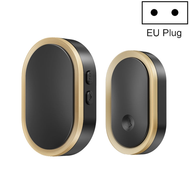 CACAZI A99 Home Smart Remote Control Doorbell Elderly Pager, Style:EU Plug(Black Gold) - Wireless Doorbell by CACAZI | Online Shopping UK | buy2fix