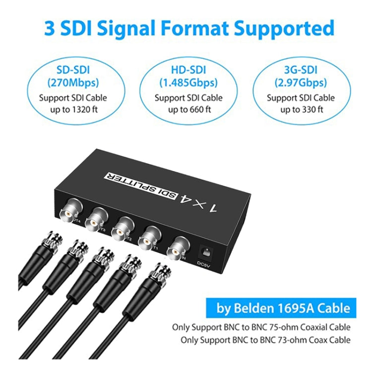 1 In 4 Out SD-SDI / HD-SDI / 3G-SDI Distribution Amplifier Video SDI Splitter(UK Plug) -  by buy2fix | Online Shopping UK | buy2fix