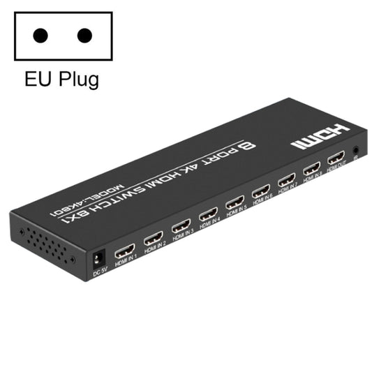 FJGEAR FJ-4K801 4K 8 In 1 Out HDMI HD Video Switcher, Plug Type:EU Plug(Black) - Switch by FJGEAR | Online Shopping UK | buy2fix