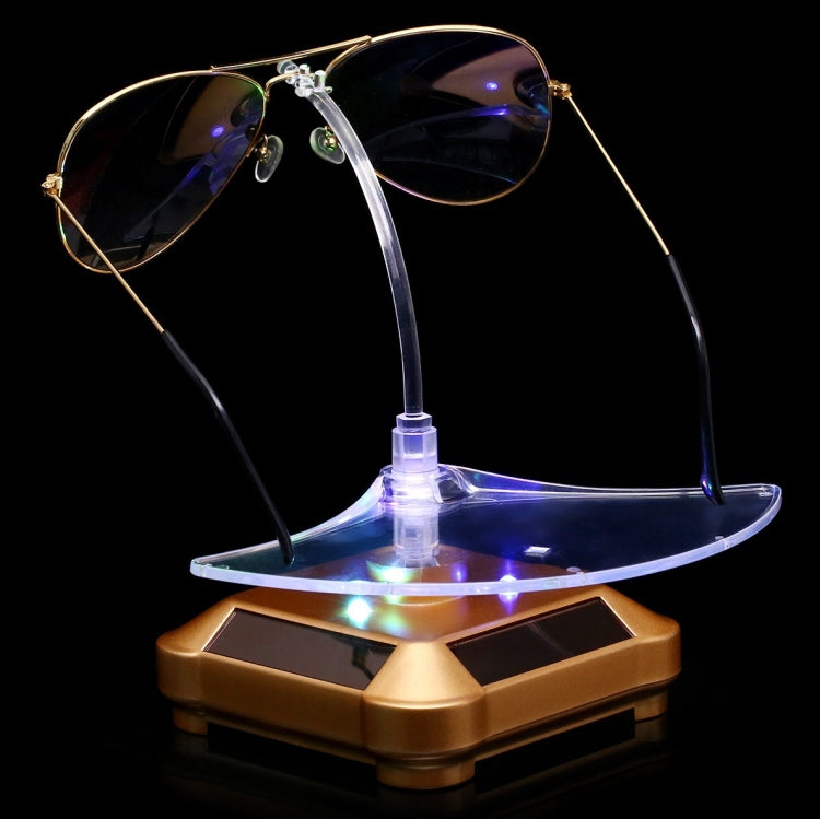 Solar 360 Degree Rotating Turntable Colorful Lights Glasses Display Stand(Silver) - Camera Accessories by buy2fix | Online Shopping UK | buy2fix