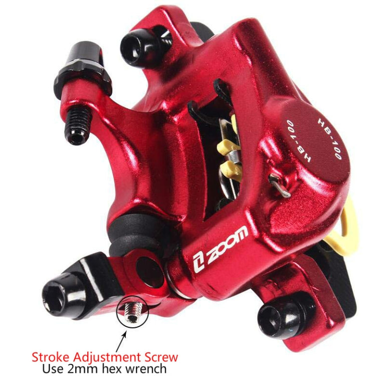 ZOOM HB100 Mountain Bike Hydraulic Brake Caliper Folding Bike Cable Pull Hydraulic Disc Brake Caliper, Style:Front and Rear(Red) - Bicycle Brake Parts by Zoom | Online Shopping UK | buy2fix