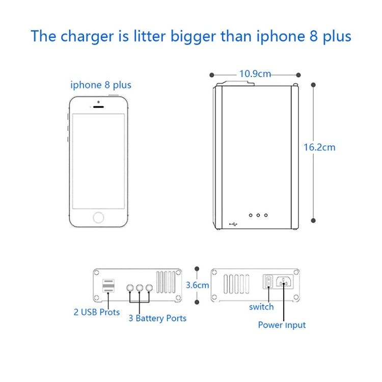 YX For DJI MAVIC 2  Aluminum Alloy Charger with Switch, Plug Type:US Plug - DJI & GoPro Accessories by buy2fix | Online Shopping UK | buy2fix