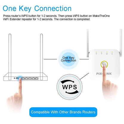 PIX-LINK WR22 300Mbps Wifi Wireless Signal Amplification Enhancement Extender, Plug Type:EU Plug(Black) - Wireless Routers by PIX-LINK | Online Shopping UK | buy2fix