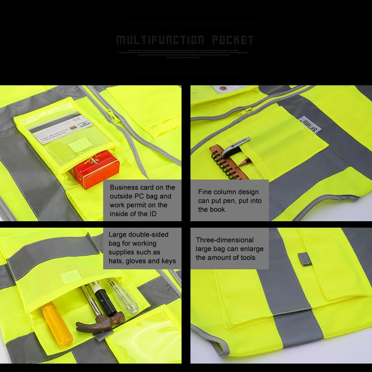 Multi-pockets Safety Vest Reflective Workwear Clothing, Size:XL-Chest 124cm(Yellow) - Reflective Safety Clothing by buy2fix | Online Shopping UK | buy2fix