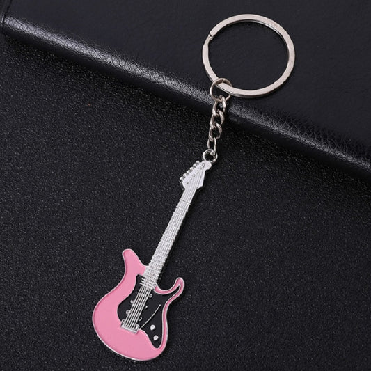 2 PCS Creative Guitar Keychain Metal Musical Instrument Pendant(Pink) - Key Rings by buy2fix | Online Shopping UK | buy2fix