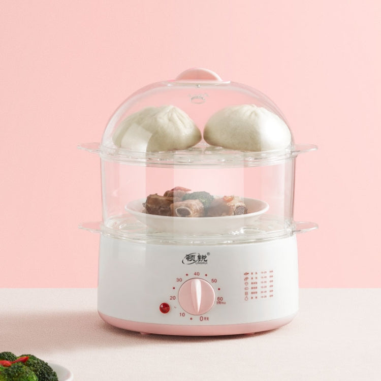 LINGRUI Timer Mini Multi-Function Egg Cooker Automatic Power Off Home Breakfast Machine, CN Plug, Specification:Double Layers(Grey) - Home & Garden by buy2fix | Online Shopping UK | buy2fix