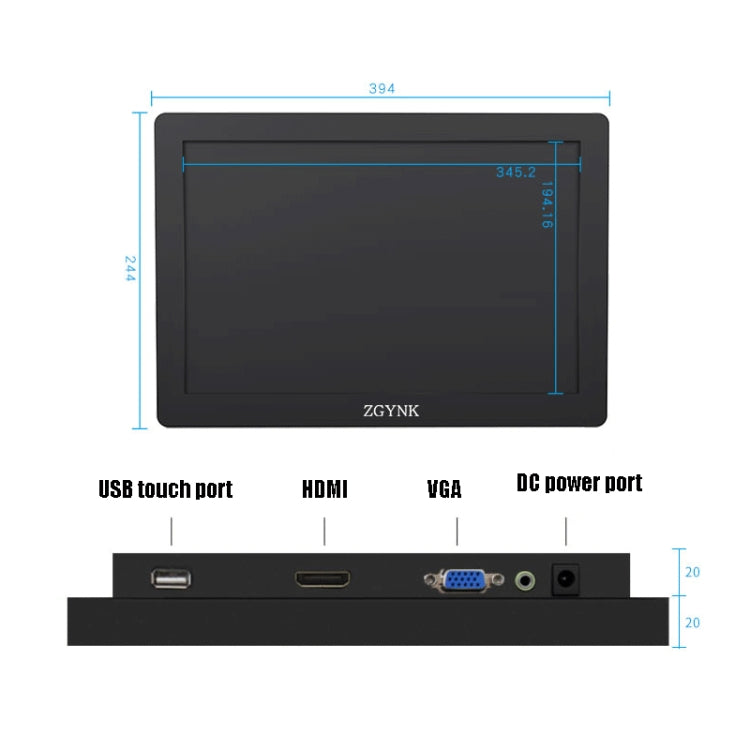 ZGYNK KQ101 HD Embedded Display Industrial Screen, Size: 15.6 inch, Style:Capacitive - LCD Monitors by ZGYNK | Online Shopping UK | buy2fix