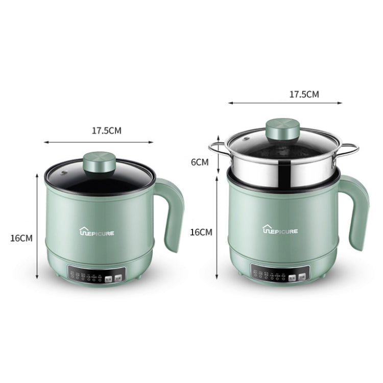 Multi-Function Electric-Cooker Mini Dormitory Student Cooking Rice Stir Frying Non-Stick Pot, 110V US Plug, Colour: Green Manual with Steaming Grid(1.7L) - Home & Garden by buy2fix | Online Shopping UK | buy2fix