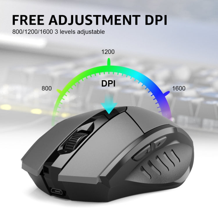 Inphic PM6 6 Keys 1000/1200/1600 DPI Home Gaming Wireless Mechanical Mouse, Colour: Black Wireless Charging Silent Version - Computer & Networking by Inphic | Online Shopping UK | buy2fix