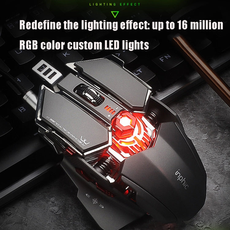 Inphic PG6 9 Keys Macro Definition Gaming USB Luminous Wired Mouse, Cable Length: 1.8 M(Colorful) - Wired Mice by Inphic | Online Shopping UK | buy2fix