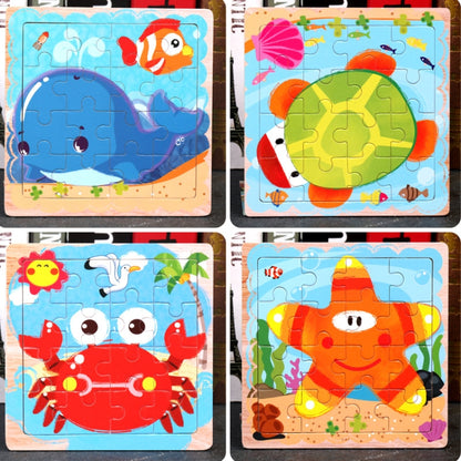 5 PCS KBX-017 Children Wooden Picture Puzzle Baby Early Education Toys(Crab) - Puzzle Toys by buy2fix | Online Shopping UK | buy2fix