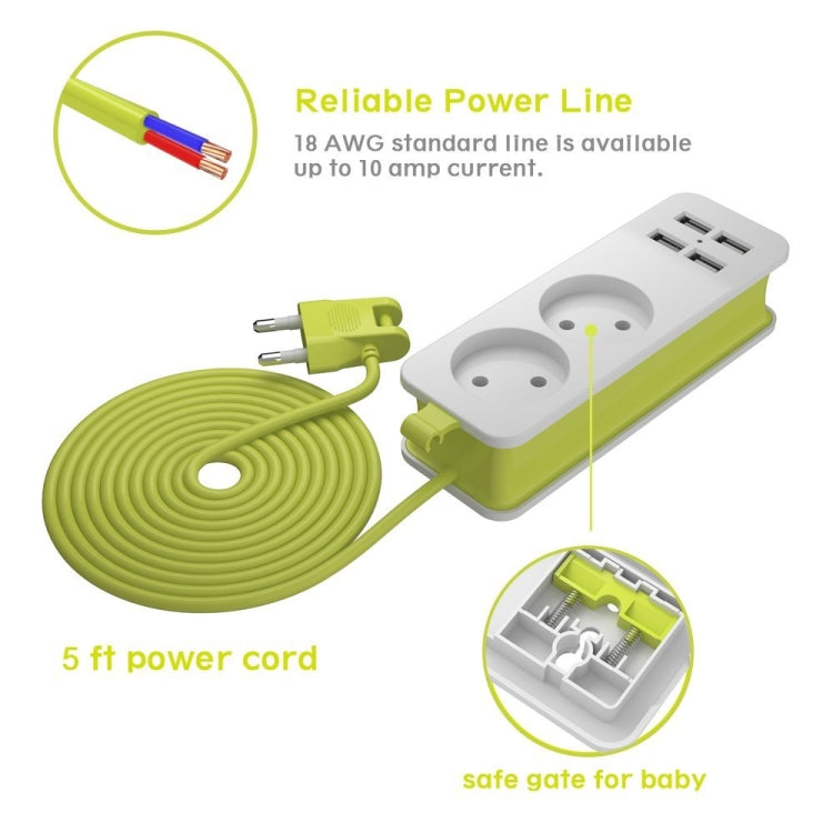 Power Strip 1/2 EU Plug 4 USB Port 1200W 250V 1.5m Cable Wall Portable Multiple Socket EU Plug Outlets(1 OUTLET 4USB) - Plug Adaptor by buy2fix | Online Shopping UK | buy2fix