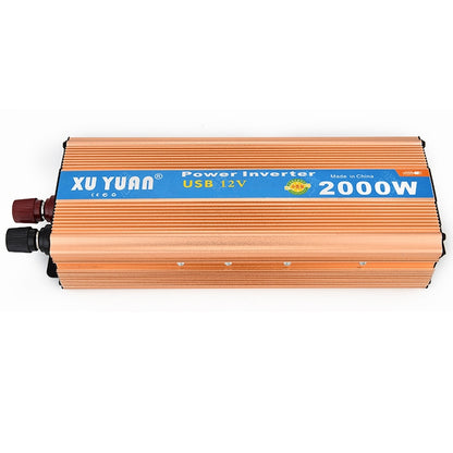 XUYUAN 2000W Inverter with USB Positive And Negative Reverse Connection Protection, Specification: Gold 12V to 220V - Modified Square Wave by buy2fix | Online Shopping UK | buy2fix