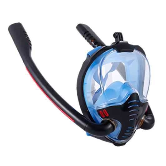 Snorkeling Mask Double Tube Silicone Full Dry Diving Mask Adult Swimming Mask Diving Goggles, Size: L/XL(Black/Blue) - DJI & GoPro Accessories by buy2fix | Online Shopping UK | buy2fix