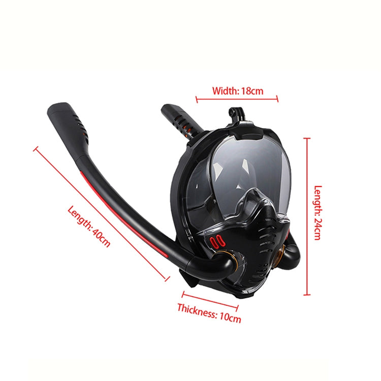 Snorkeling Mask Double Tube Silicone Full Dry Diving Mask Adult Swimming Mask Diving Goggles, Size: L/XL(Black/Black) - DJI & GoPro Accessories by buy2fix | Online Shopping UK | buy2fix