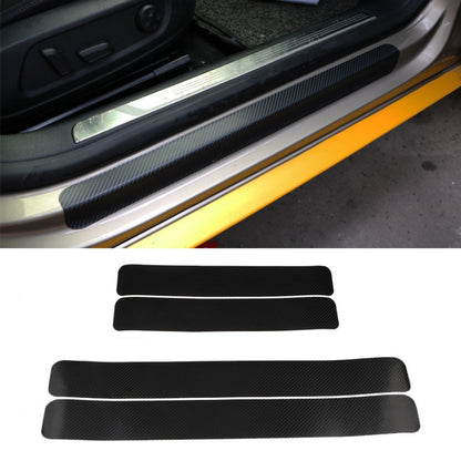 5 Sets Car Threshold Carbon Fiber Sticker Car Door Scratch Strip Anti-Kick Film Protective Pad Threshold Strip, Colour: 4 PCS / Set 4D Black - Decorative Strip by buy2fix | Online Shopping UK | buy2fix